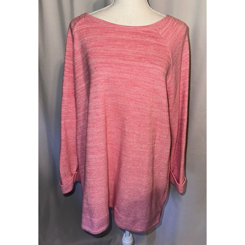 Croft and Barrow Knit Sweater Z-2Top Women's Size‎ 2x Pink Button Roll up Sleeve